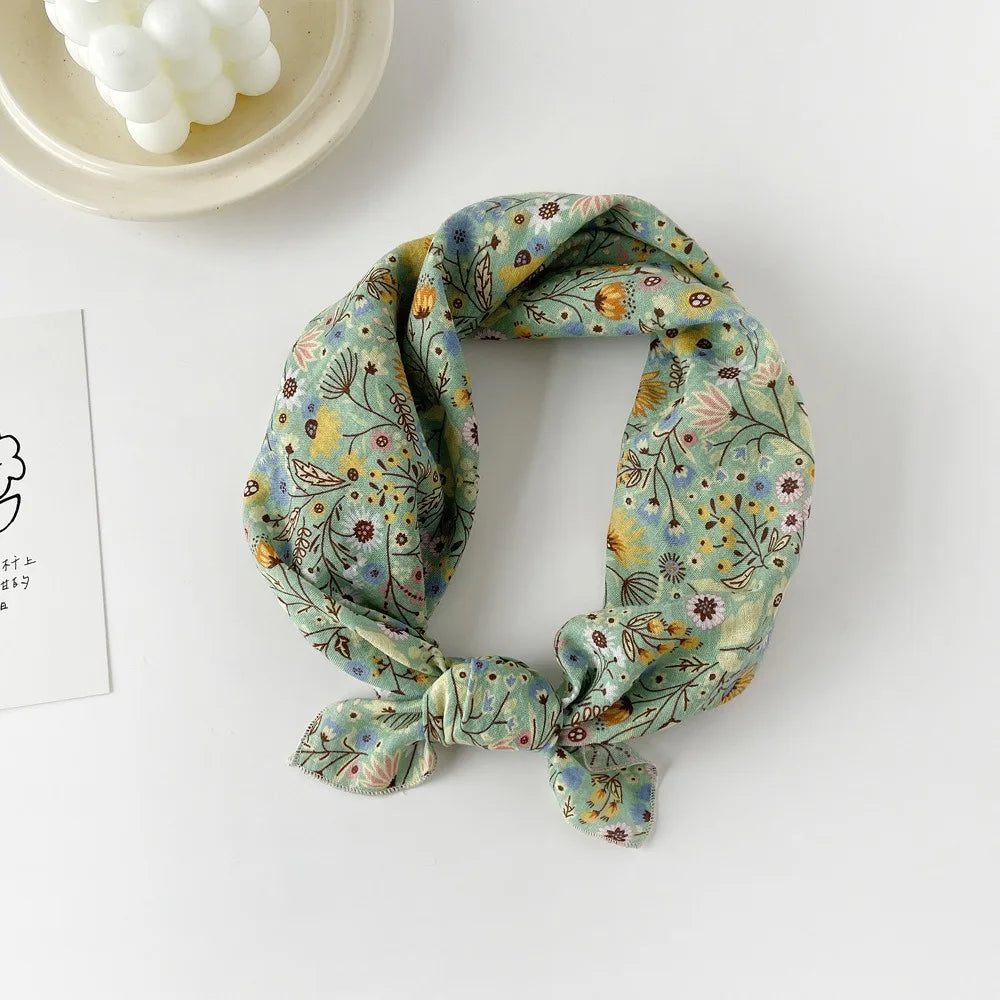 Fashion Square Scarf 1pcs Cotton Rich Summer Scarf Digital Printed Head Scarf for Women Versatile Lightweight Wrap Chic
