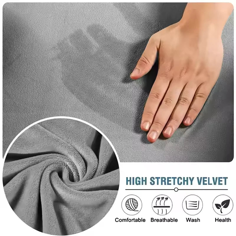 Velvet Square Ottoman Cover Soft Elastic Footrest Slipcovers for Living Room House Pouf Stool Covers Furniture Protector Case