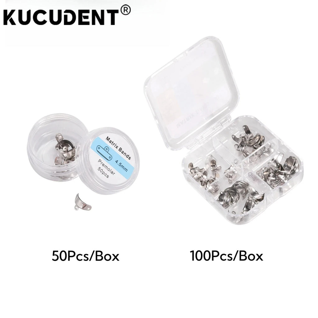50/100Pcs Dental Sectional Matrix Bands 3.5-6.5mm Pre-Contoured Metal Matrices for Posterior Teeth Restoration Dentistry Tools