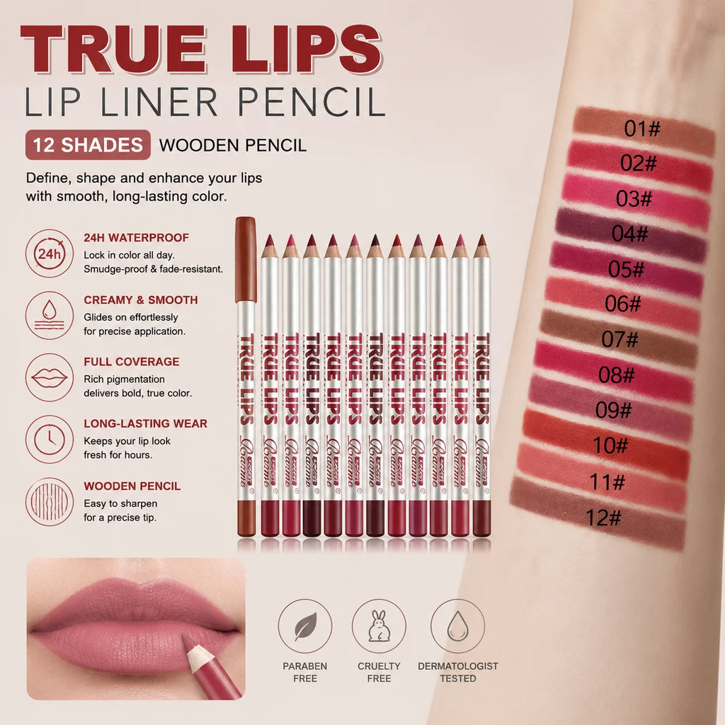 Lip Makeup Gift Set Women's 24-Color Glossy Lip Gloss & 24-Piece Lip Liner Cosmetic Set, Nude Pink Brown Red Makeup Gift Set Flawless Summeressentials