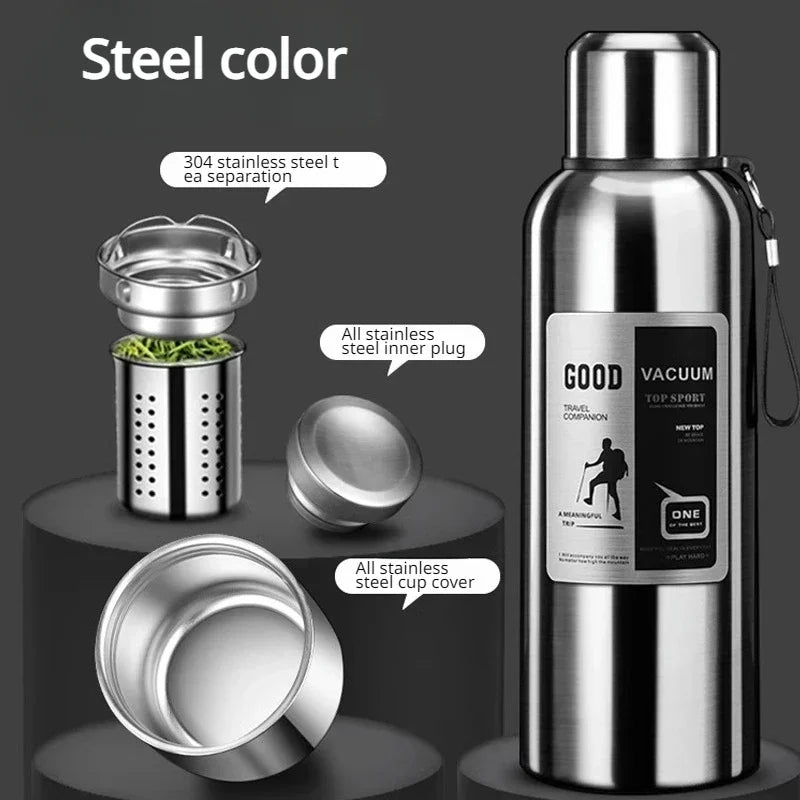 800-2000ML Stainless Steel Thermos Bottle Large Capacity Outdoor Water Bottle Covered Lifting Rope Tumbler Thermo Bottle