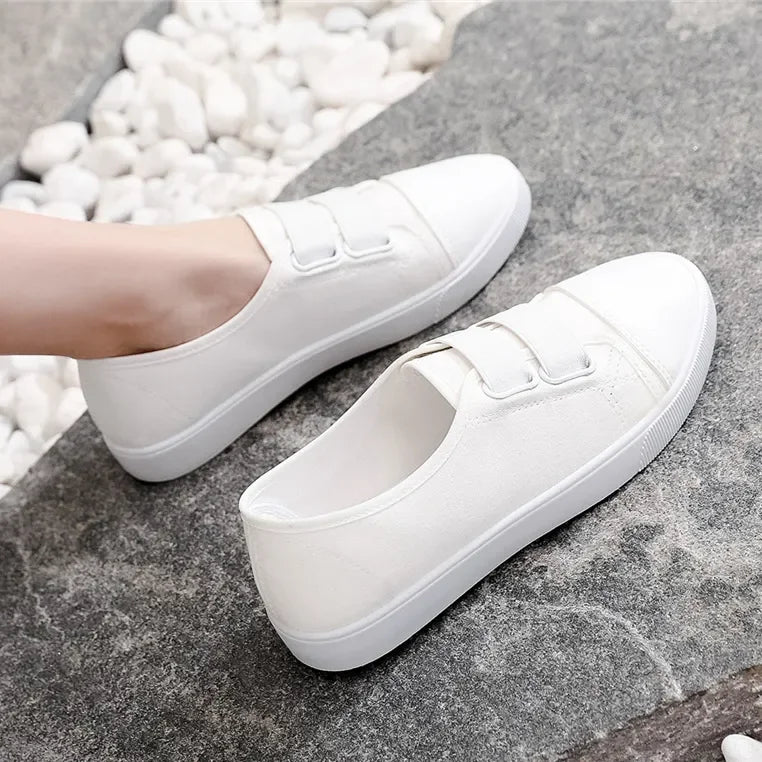 Cresfimix women classic height increased white canvas shoes lady casual spring street slip on shoes zapatos cool shoes a2193
