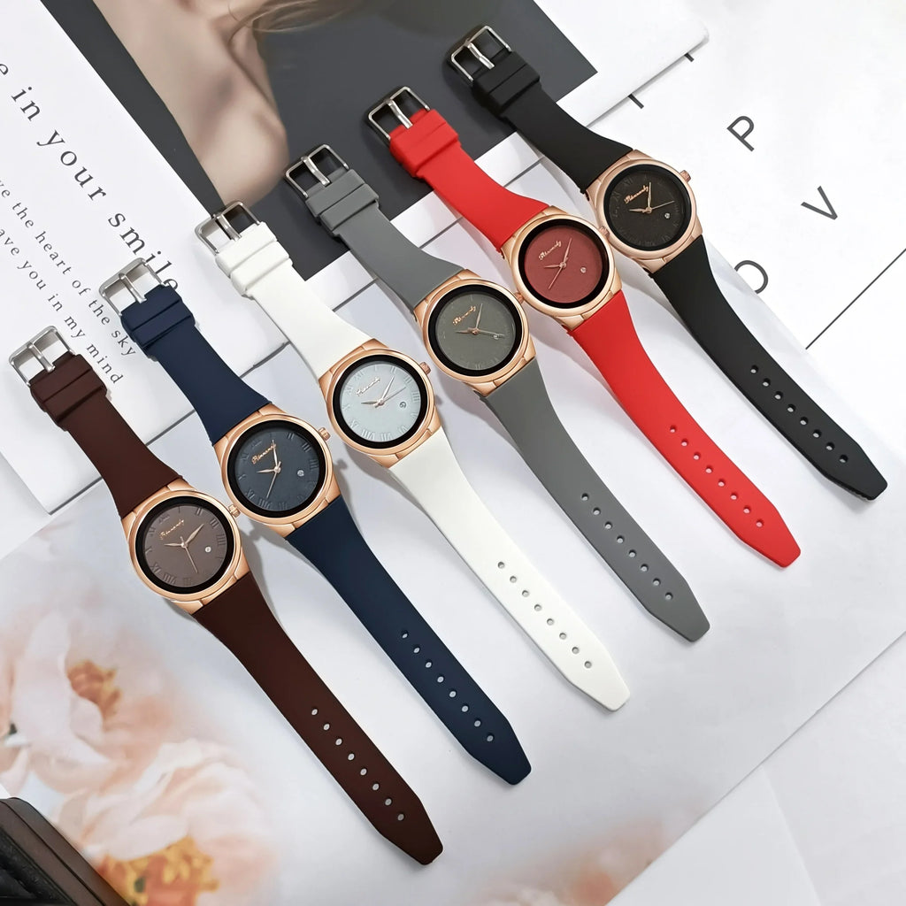 Fashion Roma Dial Women Calendar Quartz Watches Casual Silicone Band Ladies Sports Wristwatch Reloj Mujer