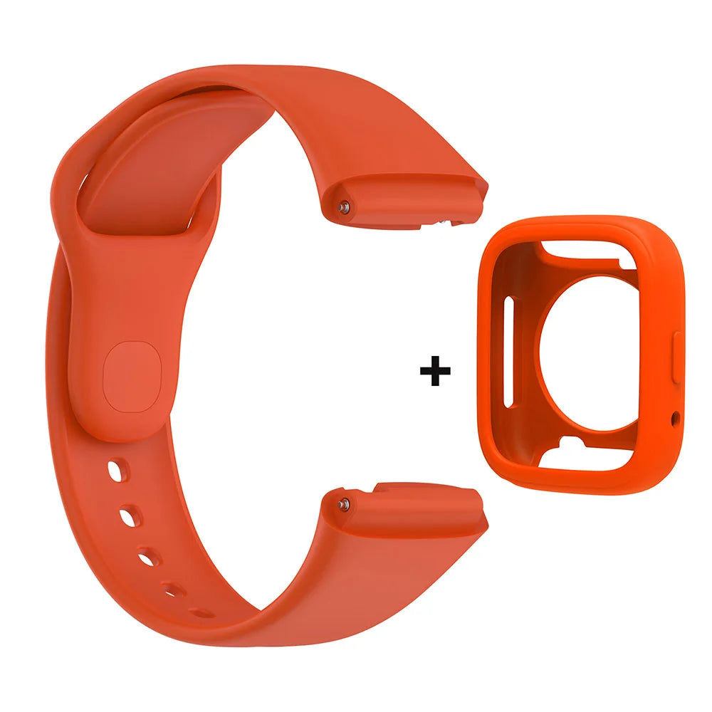Silicone Strap For Redmi Watch 3 Active/Lite Smart Watch Band + Protective Case Shell