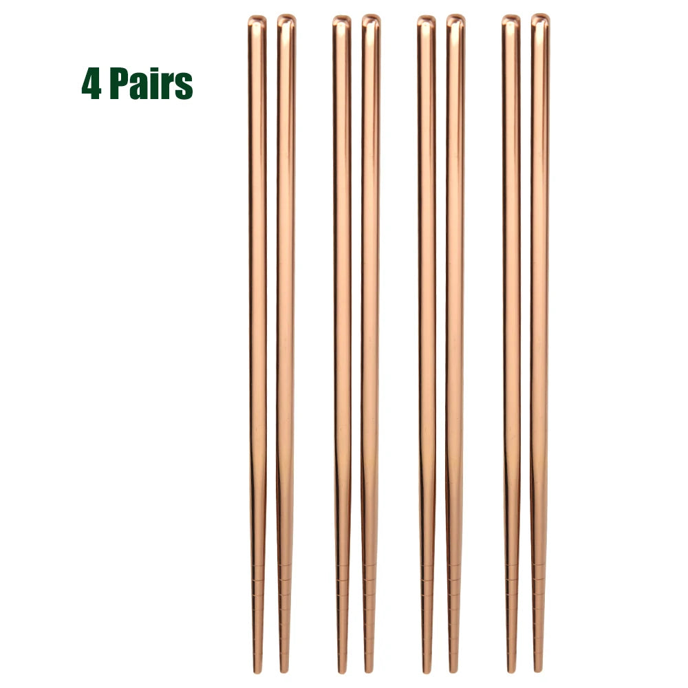 1-5 Pair Stainless Steel Chopsticks Metal Chop Sticks Tableware Silver Gold Multicolor Wedding Party Festival Supplies