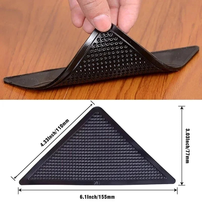 4/8pcs Triangular Carpet Anti Slip Stickers for Tile Floor Carpet Corner Pads Washable and Reusable Bathroom Rug Fixed Paste