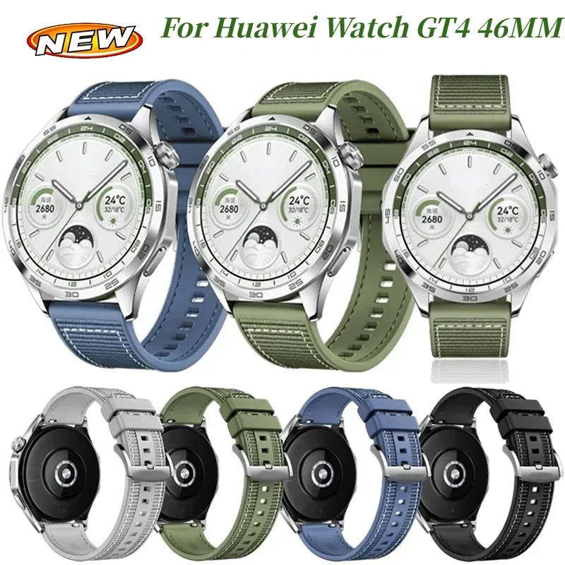22mm Composite Silicone Strap For Huawei Watch 5 GT4/5 46mm Official Nylon Braided Bracelet Band Huawei Watch 4/GT5-4-3 Pro Belt