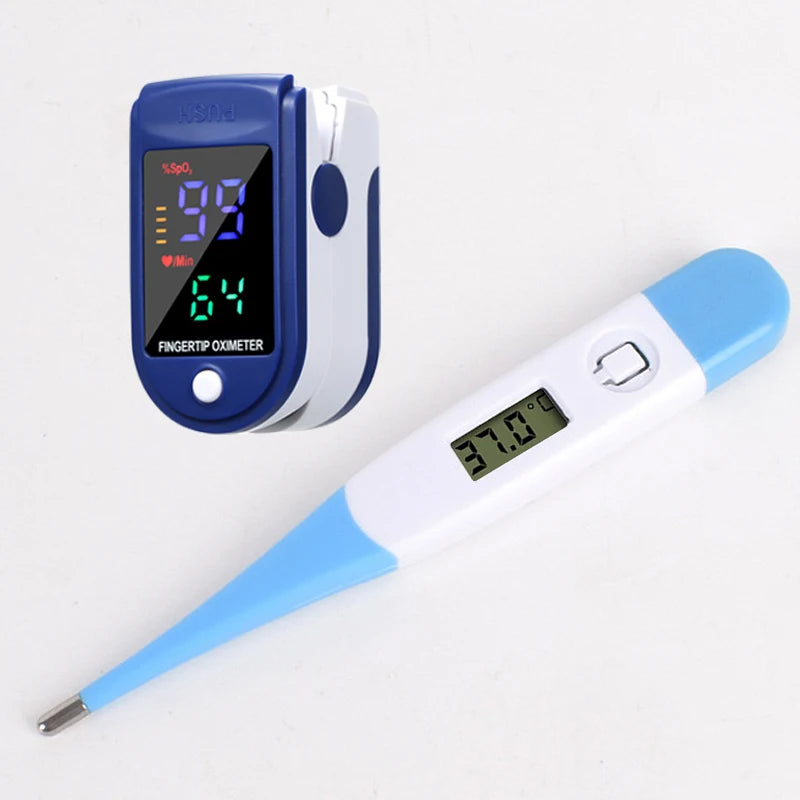 Pulse Oximeter Finger Clip Pulse Thermometer Electronic Soft Head Oral Armpit Temperature Measurement Household Adults Children