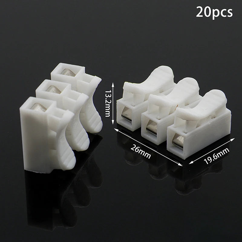 20Pcs 1P 2P 3P Spring Clamp Cable Wire Connector - No Screw Quick Terminal Block