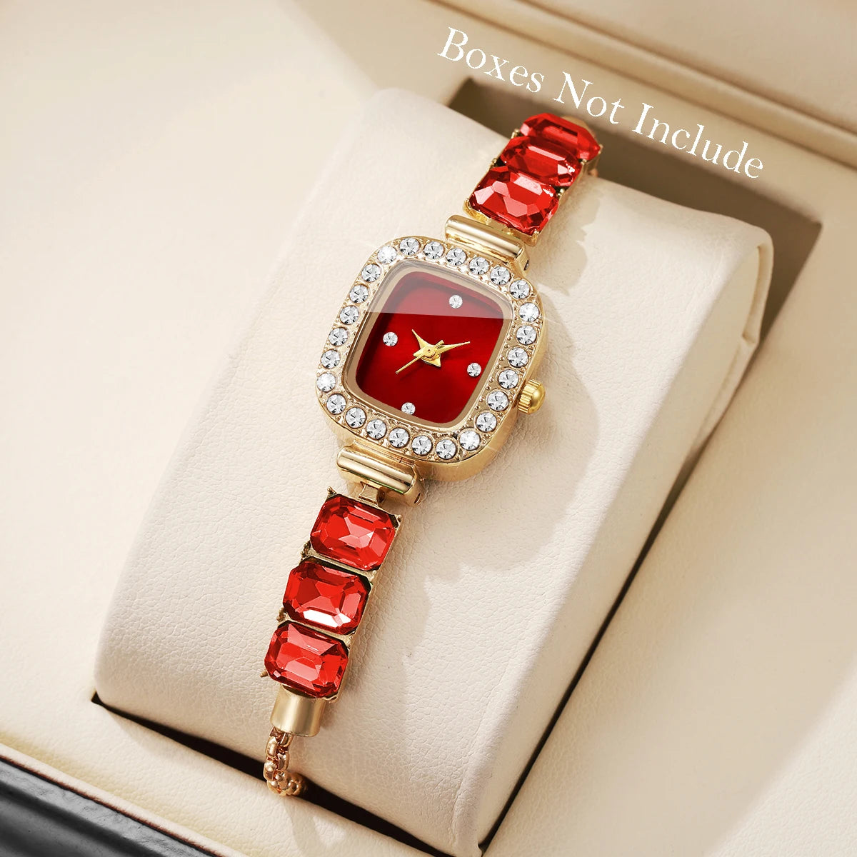 Fashion Square Diamond Dial Women Quartz Wristwatch Ladies Rhinestone Bracelet Strap Watch Reloj Mujer (Without Box)