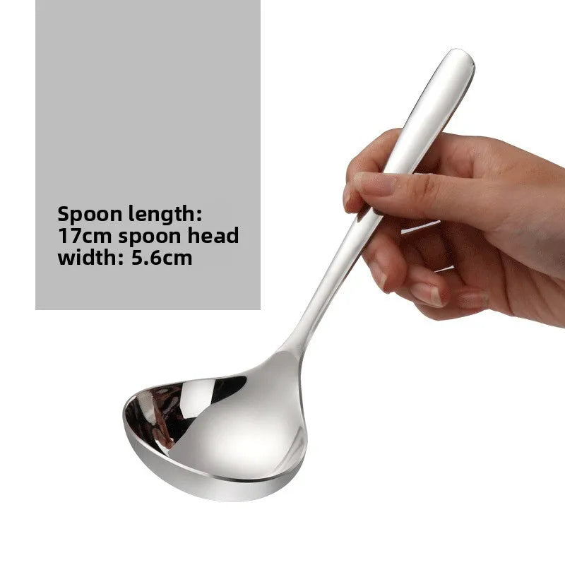 1PC Stainless Steel Soup Spoon Thickened Long Handle Commercial Household Soup Large Soup Watermelon Round Spoon