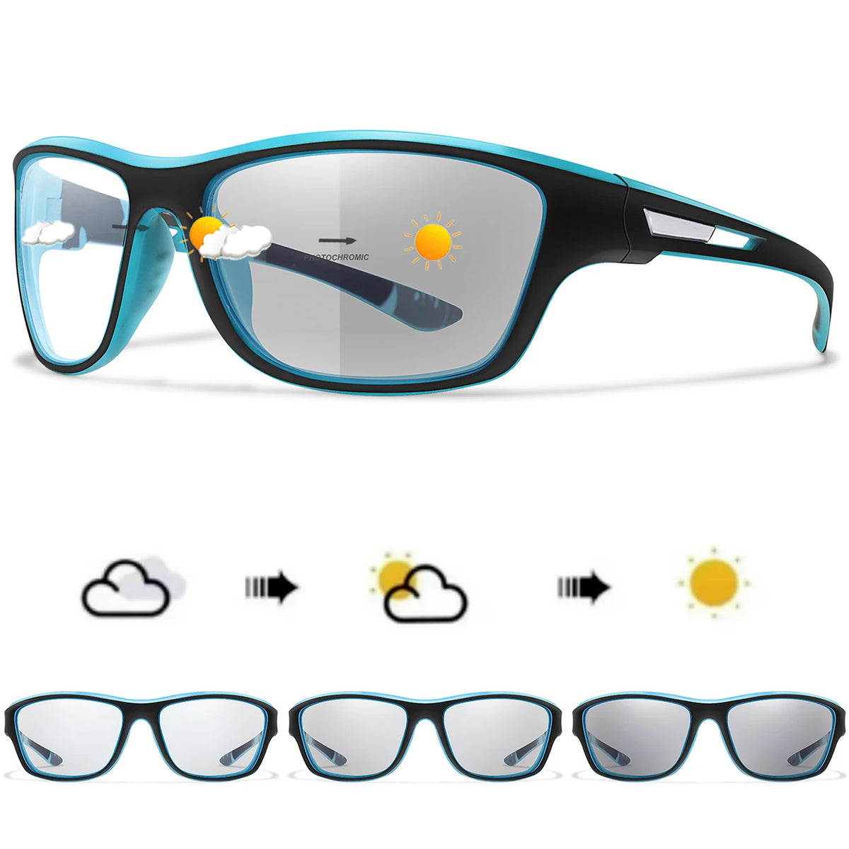 Photochromic Motorcycle Sunglasses Men Women Outdoor Cycling Driving Hiking Eyewear Fishing UV400 Protection Goggles