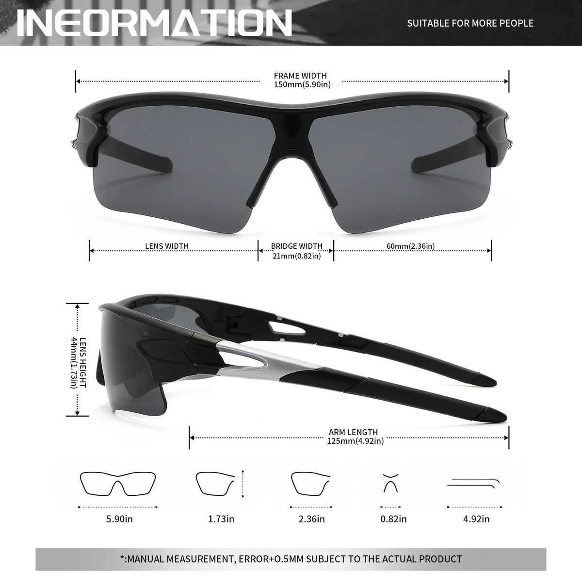 New UV400 Protective Sports Eyewear - Lightweight Full-Cover Lens, Unisex Wrap-Around for Cycling, Hiking & Daily Use