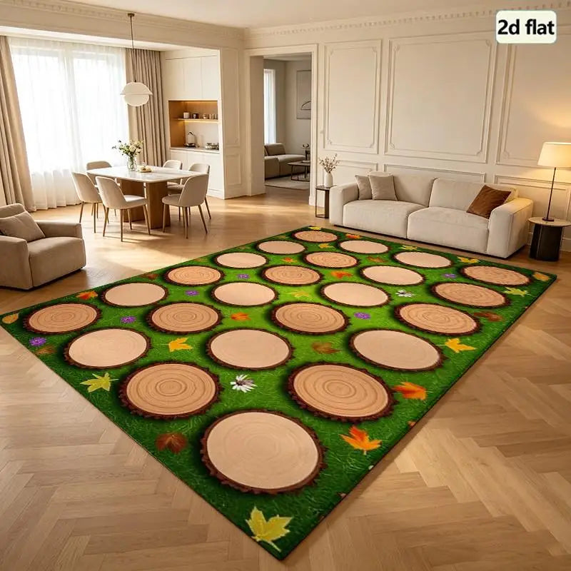 1 Piece Wood Slice Pattern Rug, Soft And Comfortable, All Seasons, Lightweight, Easy To Care, Home Decor For Living Room, Bedroom, Hallway, Room Decoration, Winter, Autumn