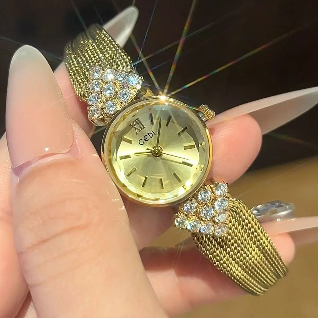 Gold Vintage Style Women'S Watch, Sophisticated And Stylish Design, Trendy Quartz Watch, Women'S Fashion Watch, Watch Accessory.