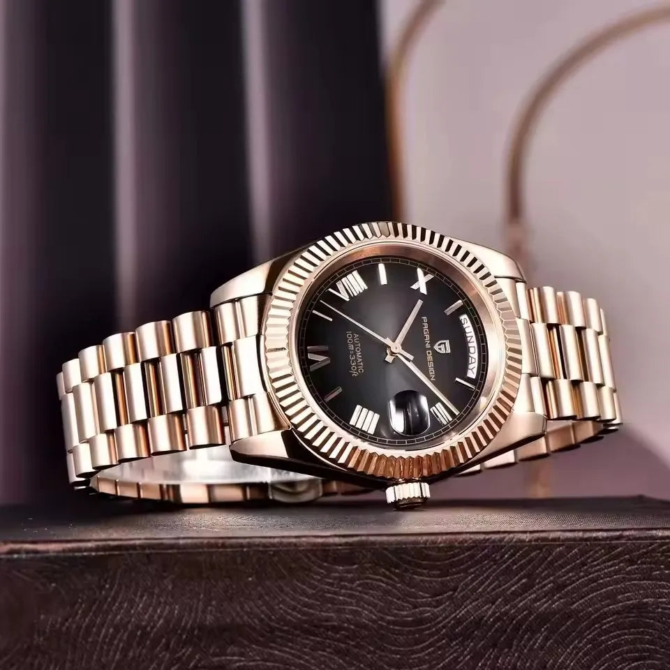 PAGANI DESIGN New Week Calendar Type Watch Japan Movt Waterproof Mechanical Man watch 316L All Steel Luxury Luminous Men watch