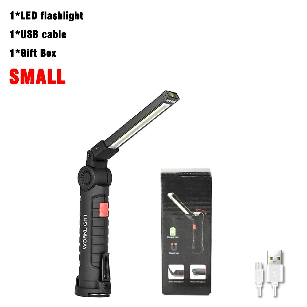 1pc COB LED Work Light Dimmable USB Rechargeable LED Flashlight Inspection Lamp With Magnet&Hook 14500/18650 Battery Torch Light