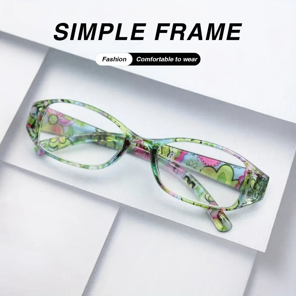 9 Pairs of Hot-selling Color Printing Reading Glasses, Stylish and Simple High Definition Lens, Comfortable and Portable Unisex Magnifying Glass Christmas Halloween Gift Recommendation, Random Color