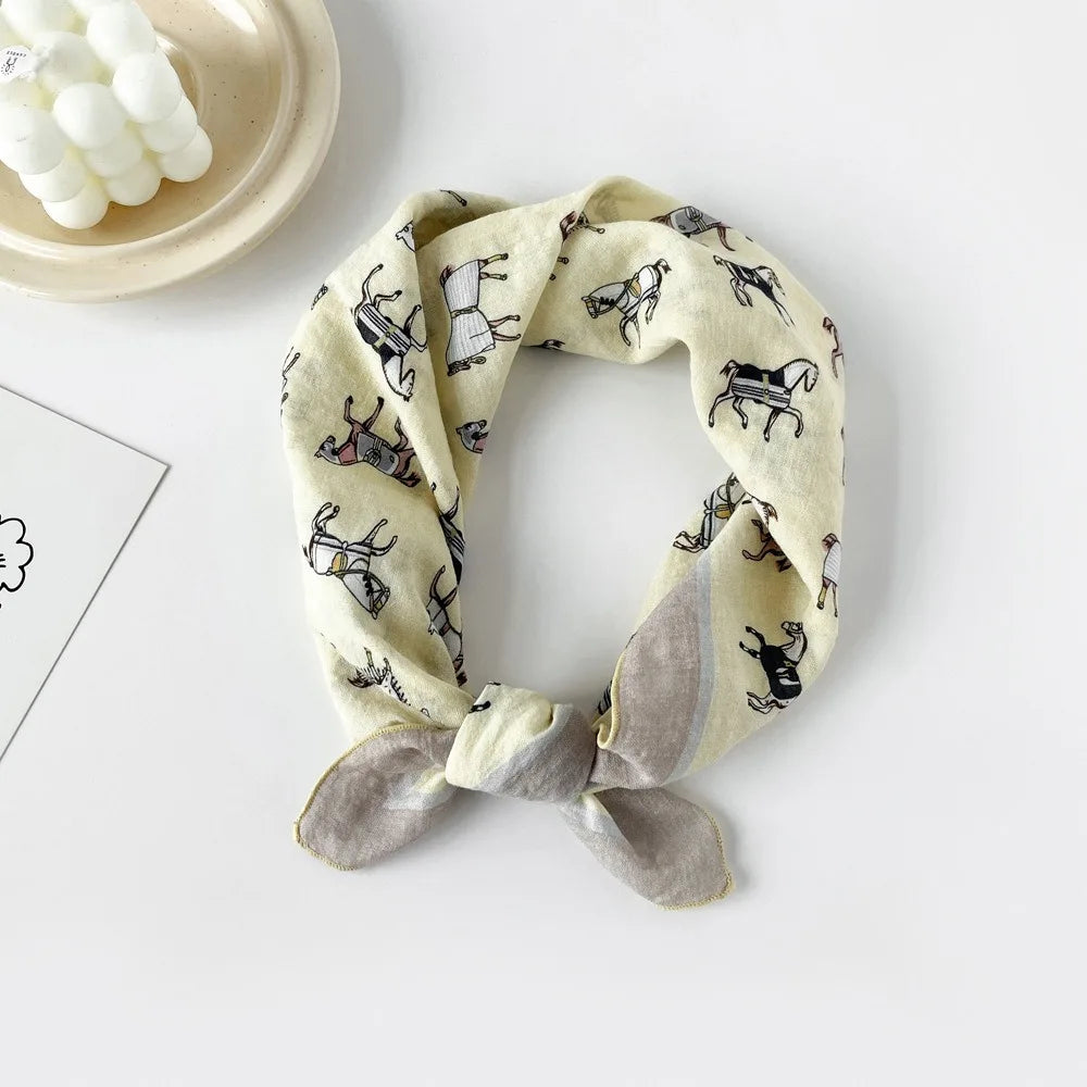 Fashion Square Scarf 1pcs Cotton Rich Summer Scarf Digital Printed Head Scarf for Women Versatile Lightweight Wrap Chic