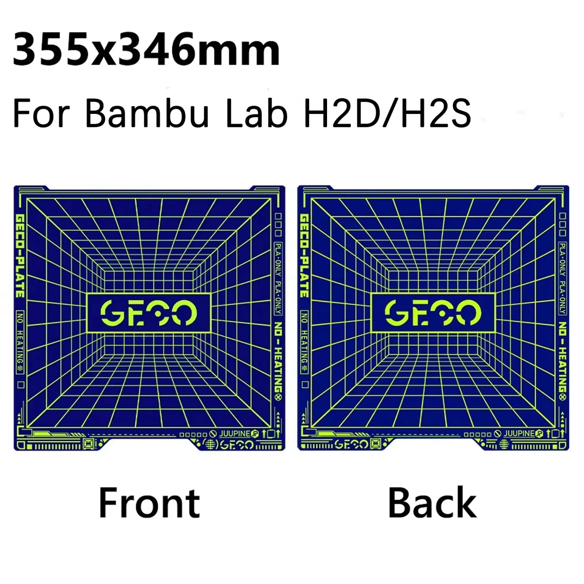 JUUPINE GECO PLA Plate For Bambu Lab Build Plate H2D/H2S/P2S/X1/P1/A1/K2 PLUS/Centauri Carbon Upgrades Cold Plate Super Adhesion