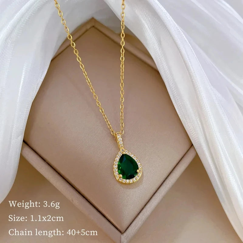 Fashionable Luxury Micro-Set Zircon Copper Pendant Necklace for Women Stylish Personality Versatile Stainless Steel Choker Jewel