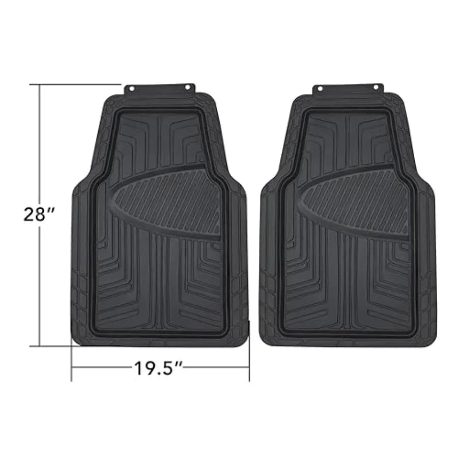 2-Piece Premium All-Season Anti-Slip Rubber Floor Mats for Cars, SUVs and Trucks, Universal Trim to Fit, Black