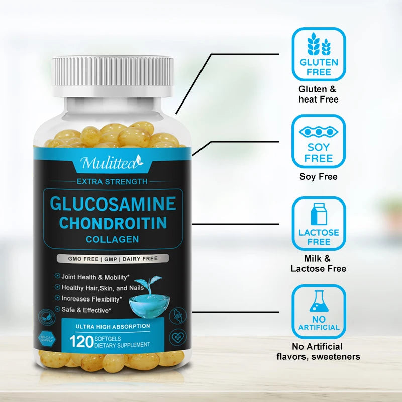 Mulittea Glucosamine Chondroitin for help Joint & Knee Pain help Discomfort of Bones and Improves Joint Mobility