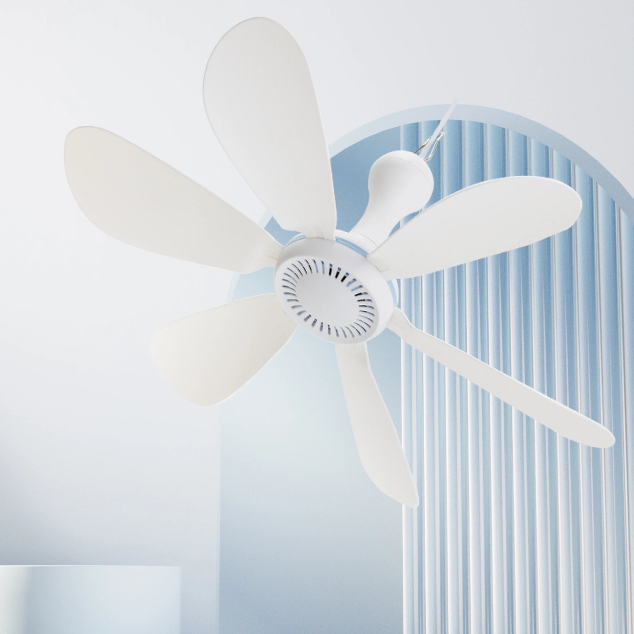 Silent 6 Leaves USB Powered Ceiling Canopy Fan with Remote Control Timing 4 Speed Hanging Fan for Camping Bed Dormitory Tent New