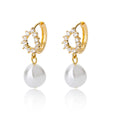 Zircon Natural Pearl Earrings For Women Gold Plated Stainless Steel Geometric Hoop Pearl Earring Wedding Bridesmaid Jewelry Gift