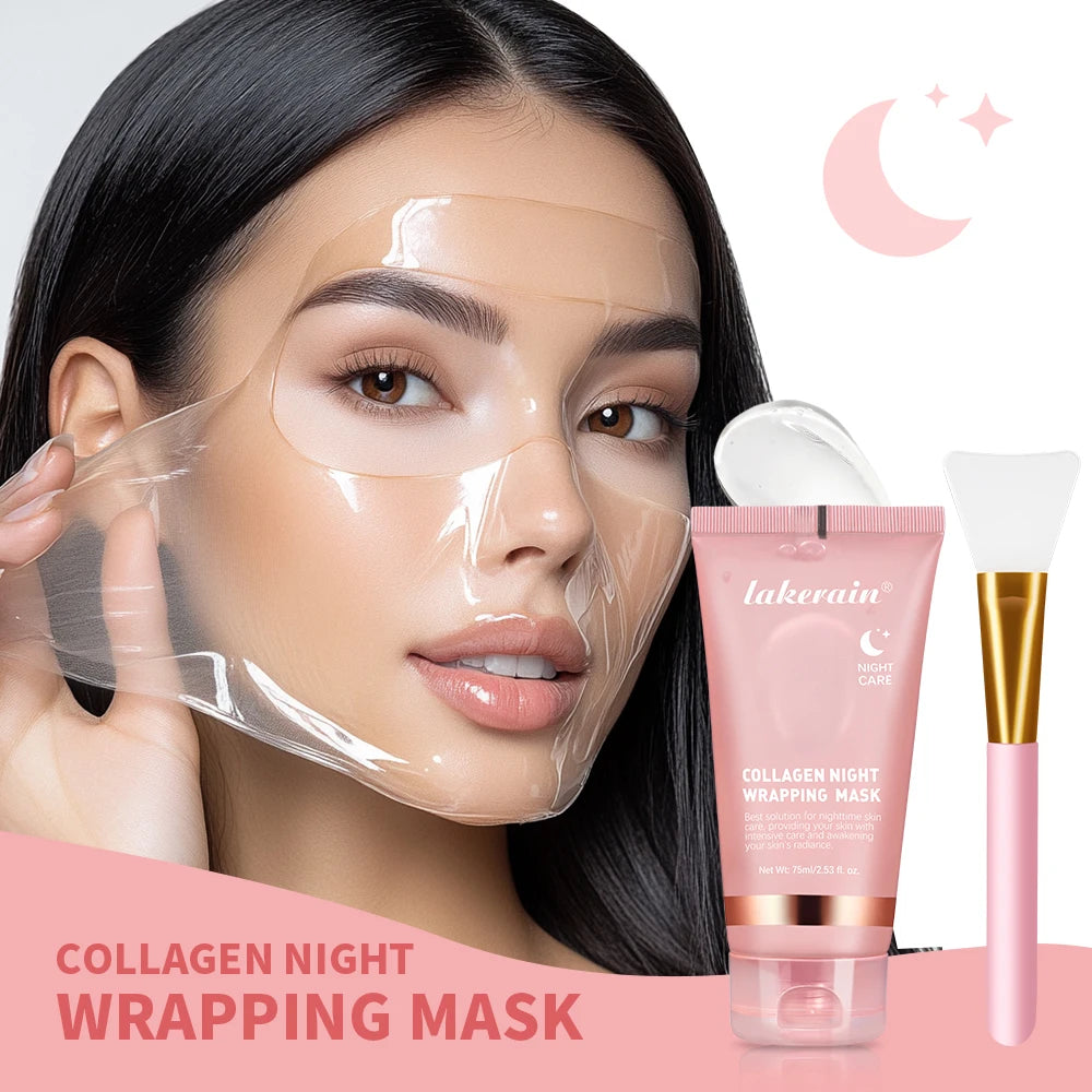Collagen Overnight Wrapping Peel Off Facial Mask Moisturizing Reduce Fines Lines Dryness Hydration Brightening Korean Skin Care
