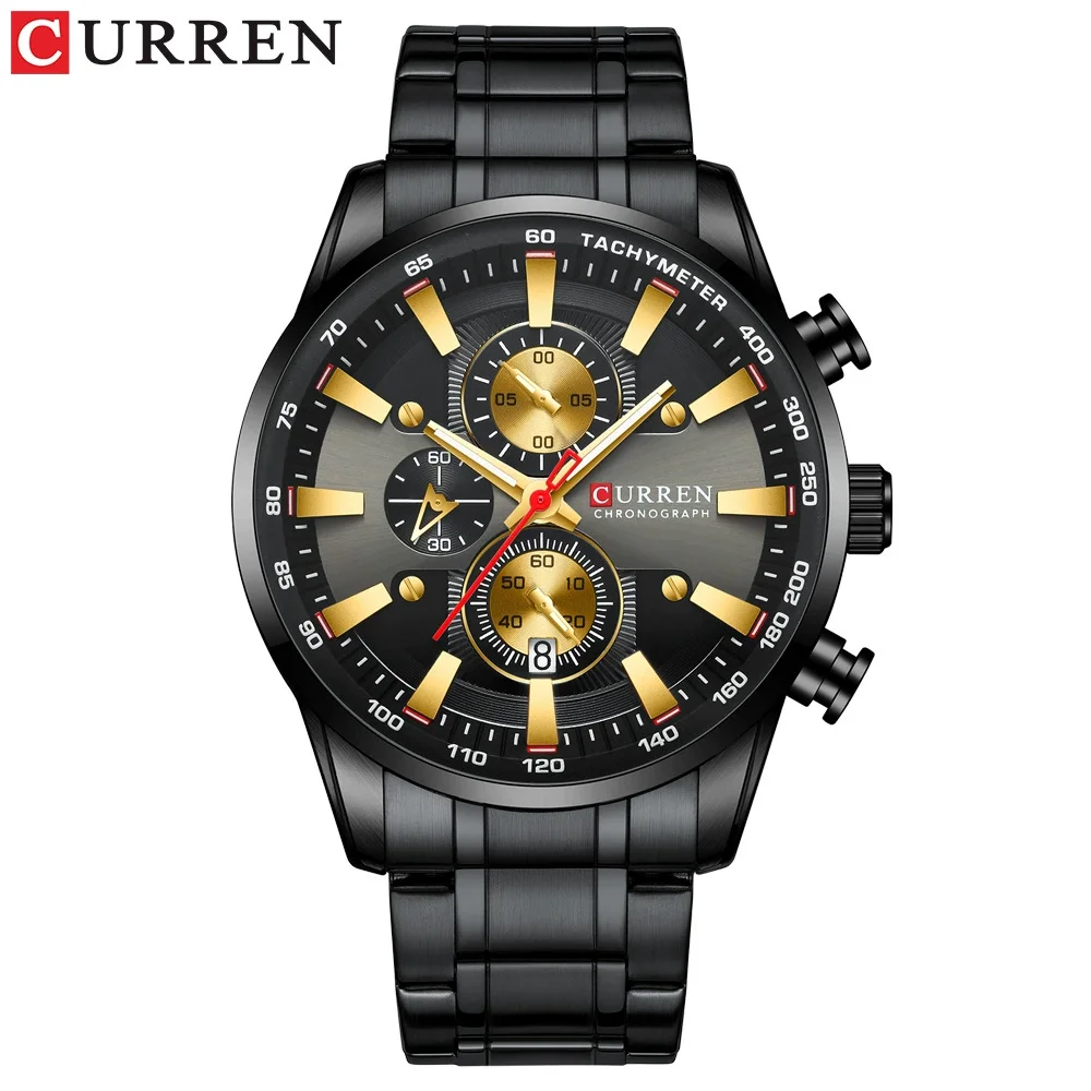 Men six-pin multifunctional quartz watch Waterproof round calendar wristwatch Sport Waterproof Wrist Chronograph Date Watches