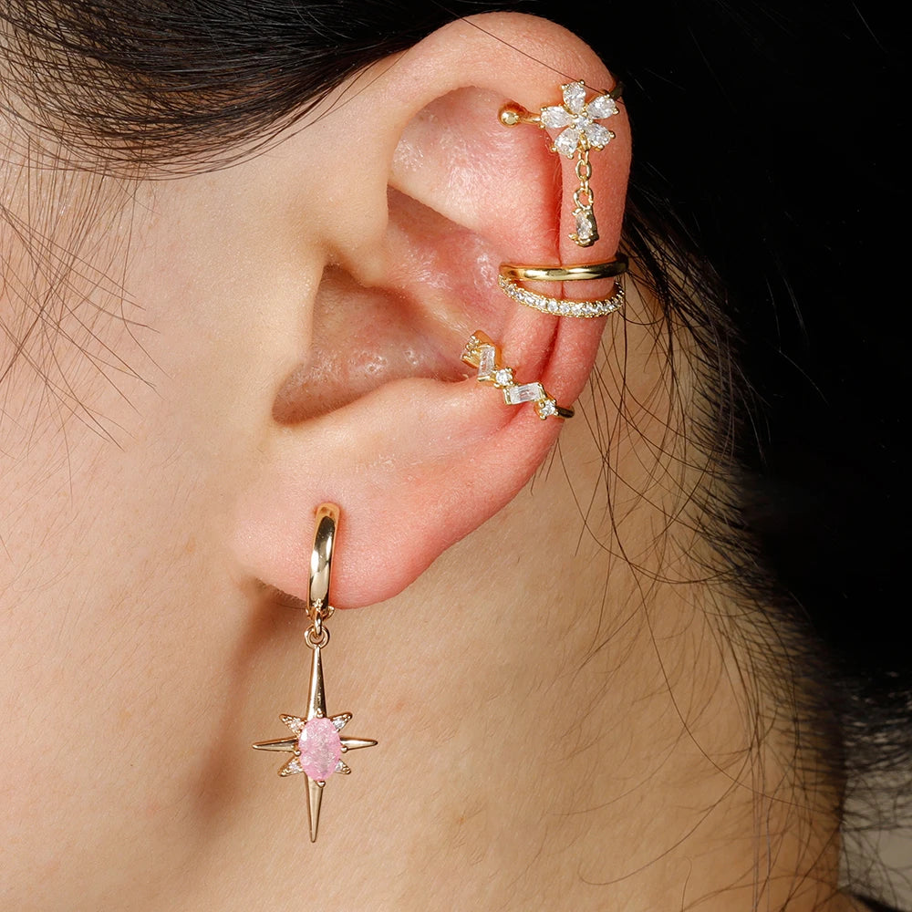 1PC Stainless Steel Zircon Clip Earrings Female Buckle Ear Cuff No Piercings Fake Cartilage Ear for Women Fashion Jewelry