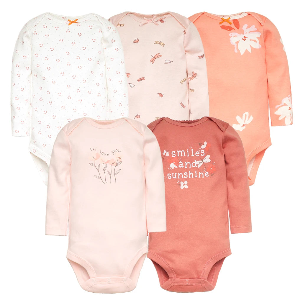 Spring Autumn Baby Bodysuits 3/4/5PCS Long Sleeve Baby Boy Girl Clothes 100% Cotton Newborn Body Infant 0-24Month Bebe Jumpsuit