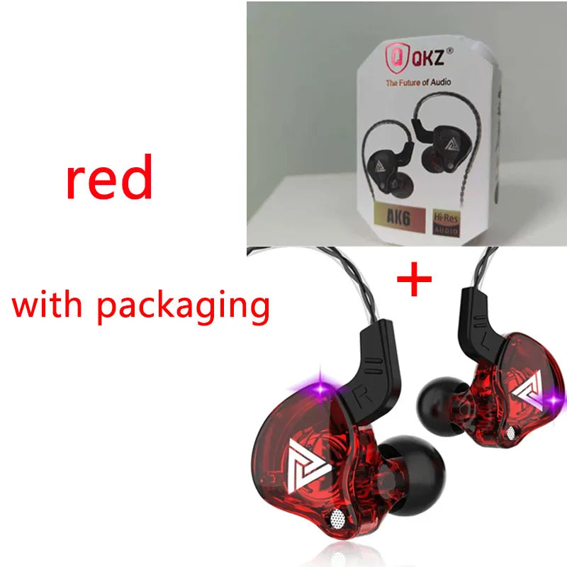 NEW KZ AK6 Copper Driver HiFi Wired Earphone 3.5MM Race Sport Headphone Bass Stereo Headset Music Earbuds In Ear With Mic
