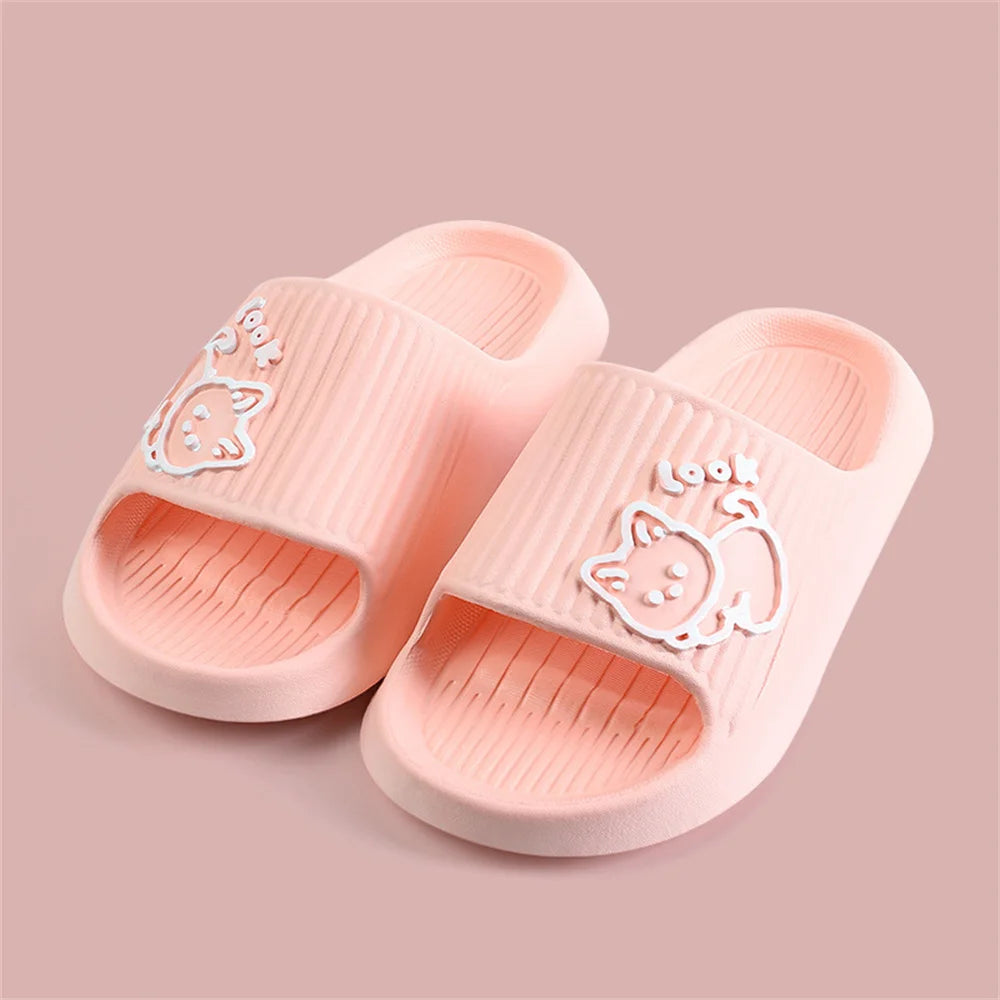 Summer Slippers Women Men Thick Sole Cartoon Beach Slides Bathroom Anti Slip Soft Home Sandals Ultra Light Shoes Couples Slipper