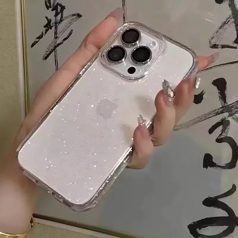 Luxury Transparent Glittering Starry Sky Pattern Phone Case For iPhone 18 17 16 Pro Max 15 14 13 12 11 XR XS 7 8 Plus Air Cover