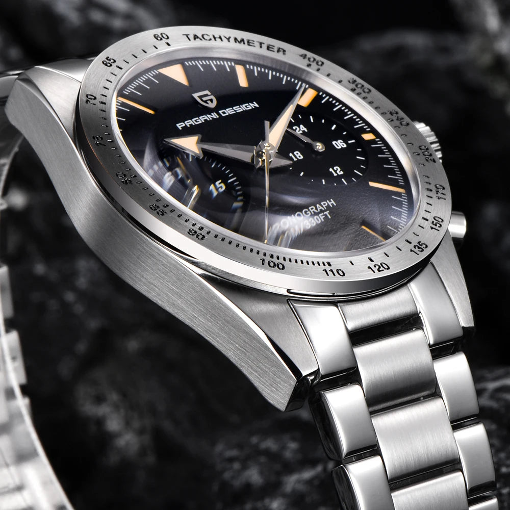 PAGANI DESIGN 2026 Mens watches Moon Quartz  Watch men speed Sport waterproof Chronograph AR Sapphire VK64 Steel Retro Luminous