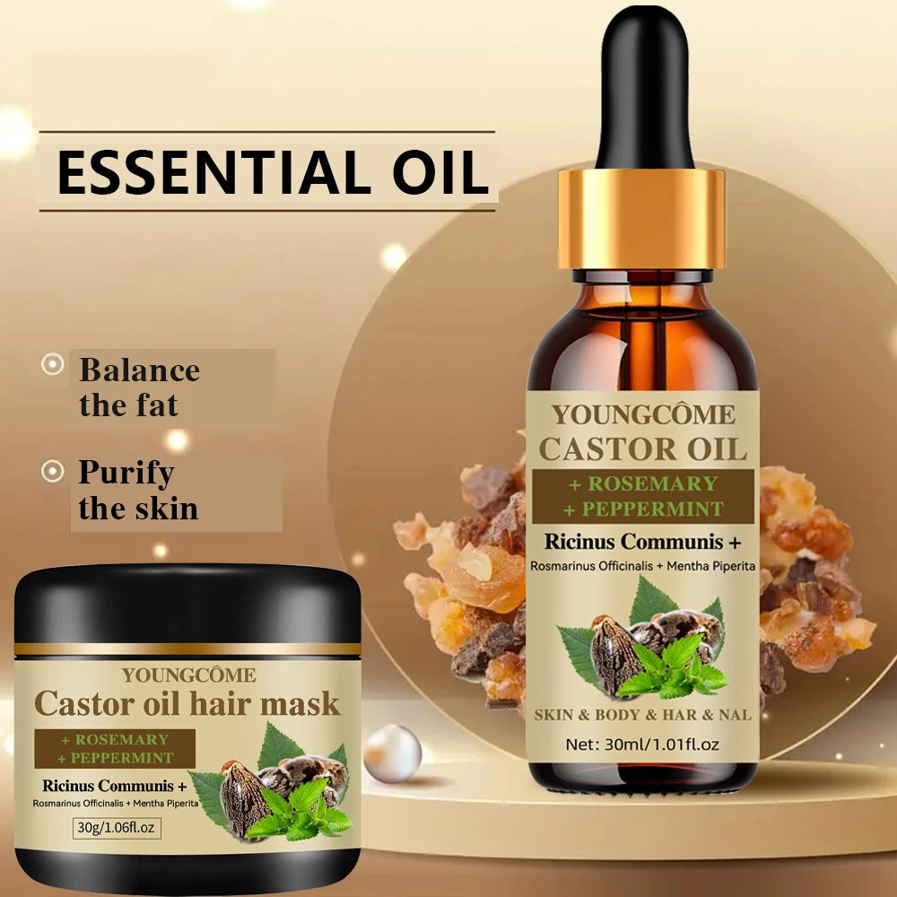 Castor Oil Hair Mask Castor Oil Hair Growth Oil Natural Treatment Nourish Reduce Hair Loss Anti-Breakage Hair Products
