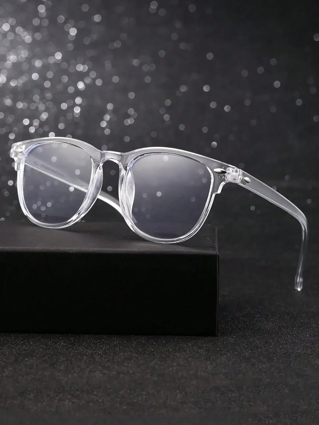Unisex Square Plastic Frame Trendy Anti-Blue Light Clear Glasses For Back To School Clothing Accessories.