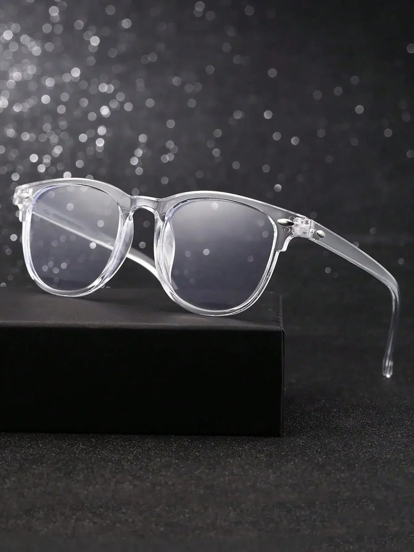 Unisex Square Plastic Frame Trendy Anti-Blue Light Clear Glasses For Back To School Clothing Accessories.