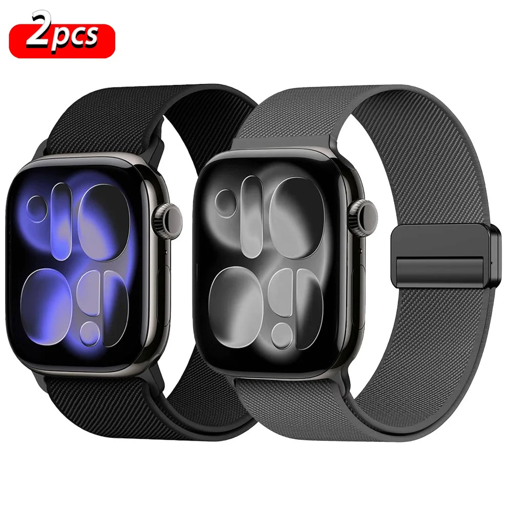 Magnetic Loop For Apple Watch Band 40mm 44mm 45mm 49mm 41mm 38mm Nylon sport bracelet iwatch ultra 3 2 Series 11 10 9 8 se strap