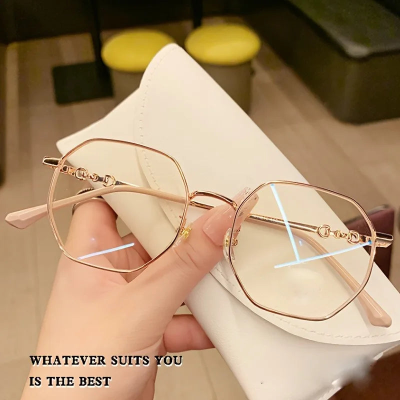 A pair of full-rim square glasses with metal frame and AC lenses simple decoration style