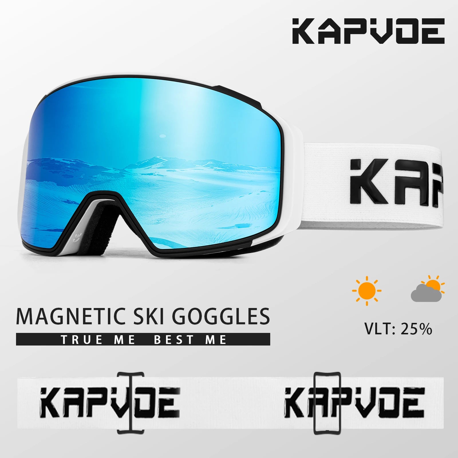 KAPVOE Ski Goggles Double Magnet adsorpt Layers UV400 Anti-fog Ski Glasses Snow Snowboard Glasses Snowmobile Eyewear