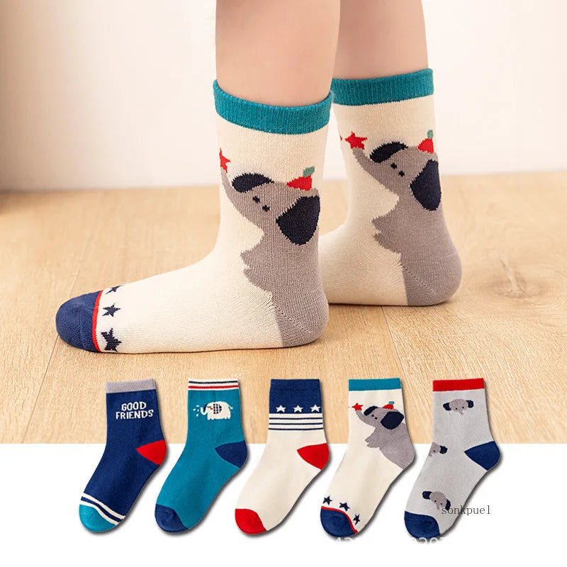 5Pairs Baby Socks Newborn Baby Boy Cute Short Sock 0-1-3-10Y Kids Cotton Toddler Cartoon Soft Children's Sports Socks for Girls