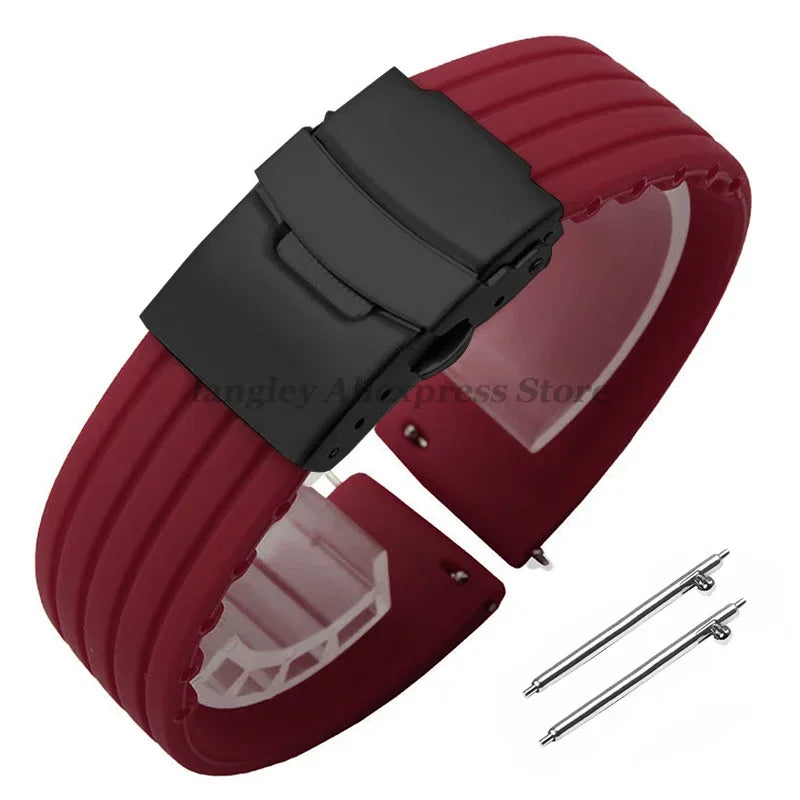 18mm 20mm 22mm 24mm Quick Release Silicone Watchband for Huawei Watch GT4/GT3 46mm for Seiko for Omega for Fossil Rubber Straps