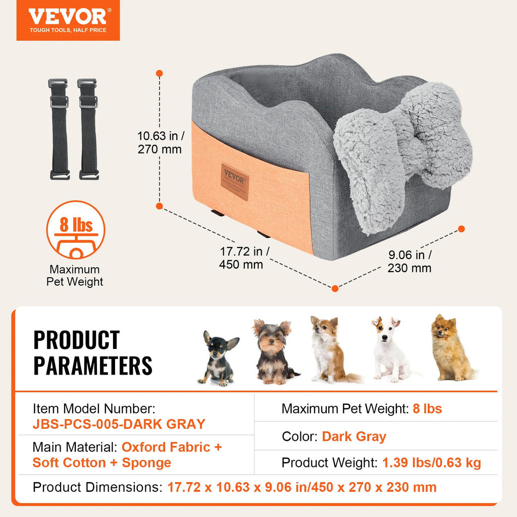 SucceBuy Dog Car Seat Waterproof Dog Booster Seat Pet Car Seat with Clip-On Safety Leash PP Cotton Car Bed for Medium Large Dog