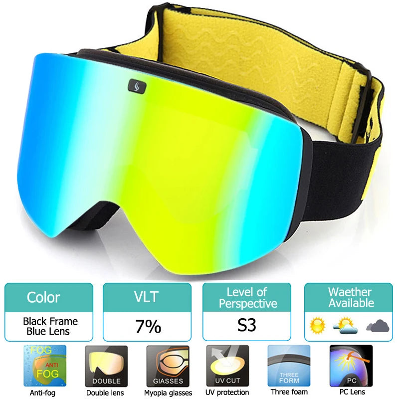 2023 New Double Layer Magnetic Ski Goggles Polarized Lens Skiing Anti-fog UV400 Snowboard Goggles Men Women Ski Glasses Eyewear