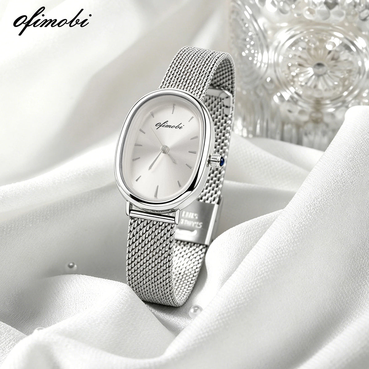 Oval Dial Women's Quartz Watch Premium Milanese Mesh Strap Sunburst Dial 30M Waterproof Elegant Wristwatch