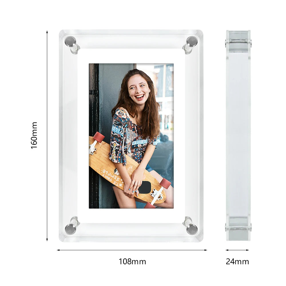 Acrylic Digital Photo Frame 5 Inch 1200mAh Vertical Display IPS Screen 4G Memory Battery Porta Retrato Digital Picture Frame
