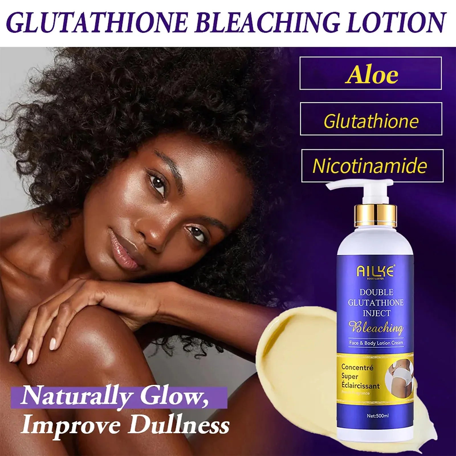 AILKE Glutathione 5-in-1 Women Skin Care Kit, With Body Lotion,  Serum, Dark Spot Removal Cream, Body Cream, Brightening Soap